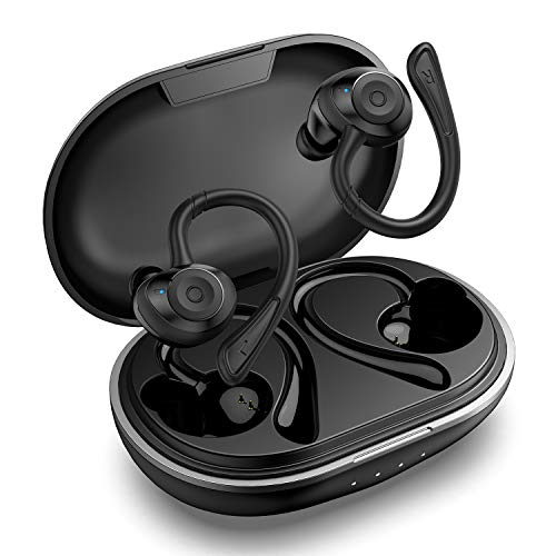 Auriculares Bluetooth HolyHigh, auriculares deportivos inalámbricos Bluetooth 5.0 con estuche de carga de micrófono IPX7 resistente al agua 6+30H Reproducción Emparejamiento automático Cancelación de ruido