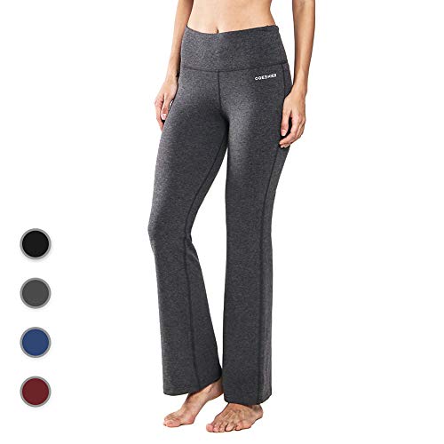 Ogeenier - Pantalones de yoga para mujer, de algodón, cintura alta, con bolsillo, informales, deportivos, para pilates