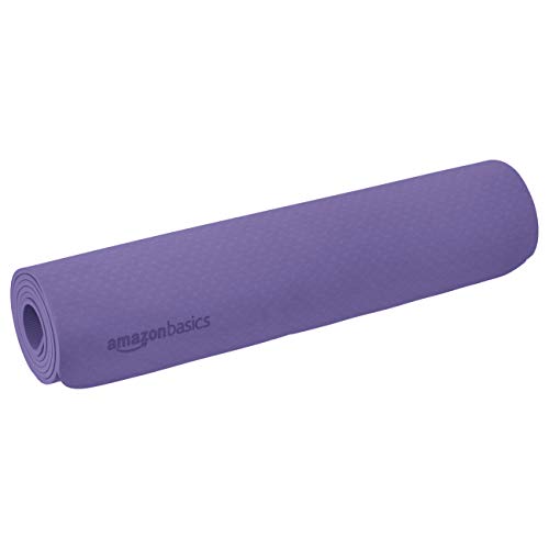 AmazonBasics - Esterilla de yoga TPE, color morado, 0.30 pulgadas