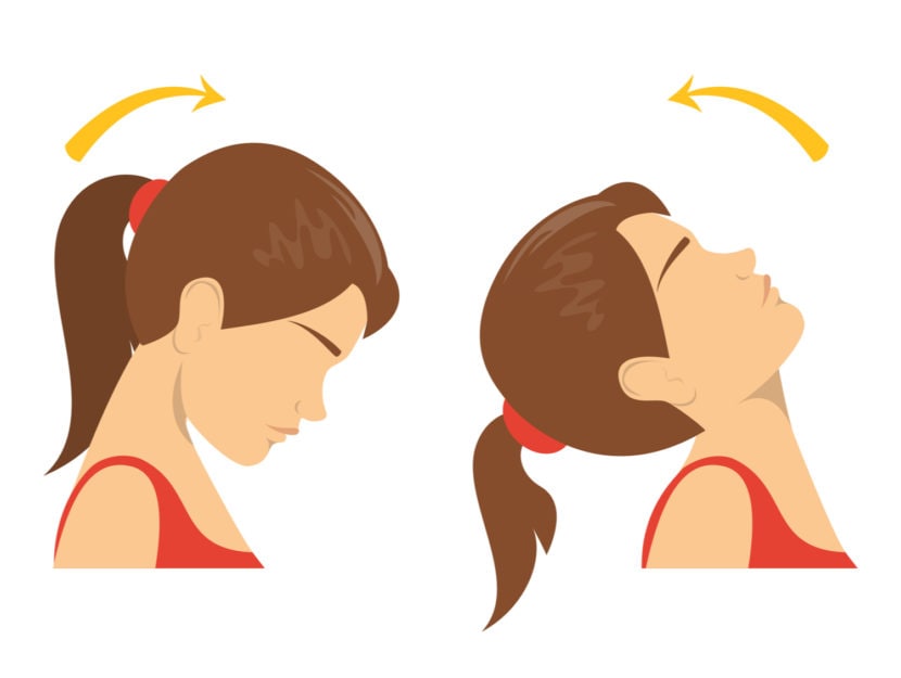 ejercicio cervical de flexión de la cabeza