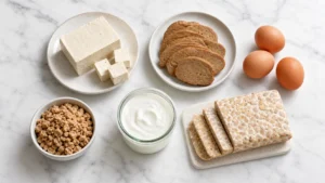 Proteínas vegetales permitidas en la dieta Dukan vegetariana: tofu, seitán, tempeh, huevos y lácteos